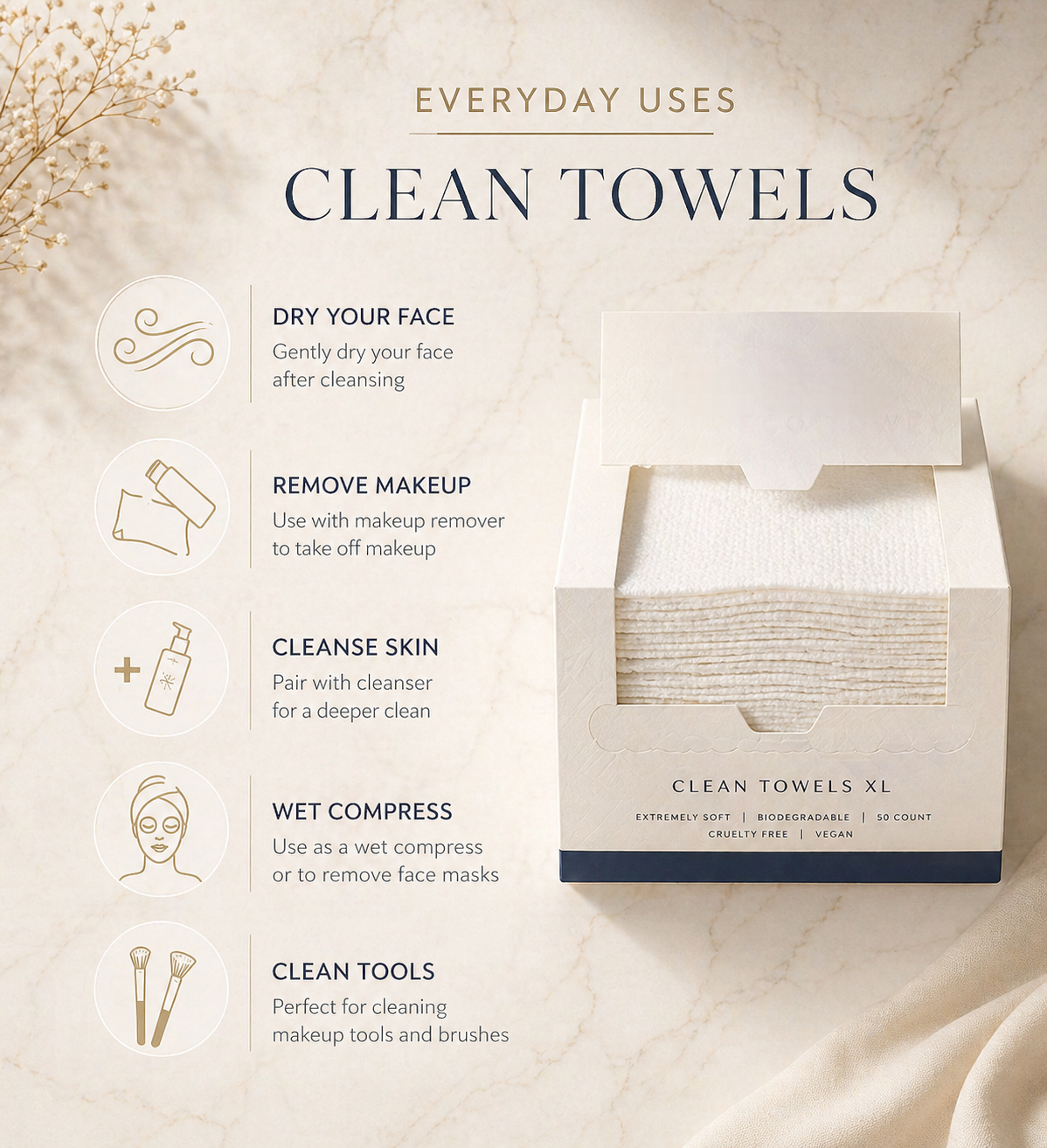 Avyra Premium Cotton Disposable Facial Towels | Soft, Hygienic Face Towels for Clear Skin