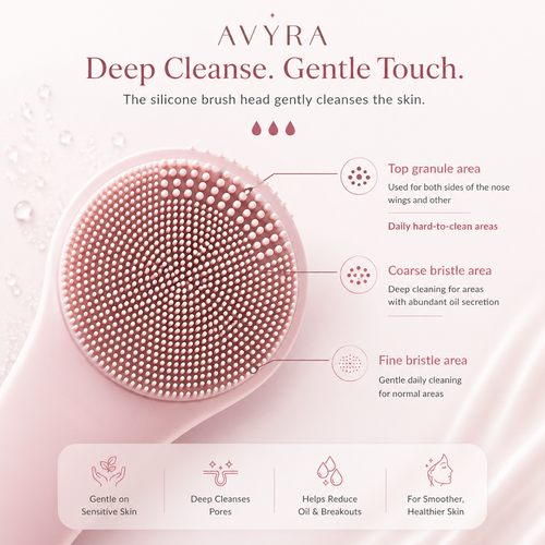 Avyra Silicone Facial Cleansing Device Pore Cleanser Face-cleaning Tool Deep-cleaning Electric Facial Brush