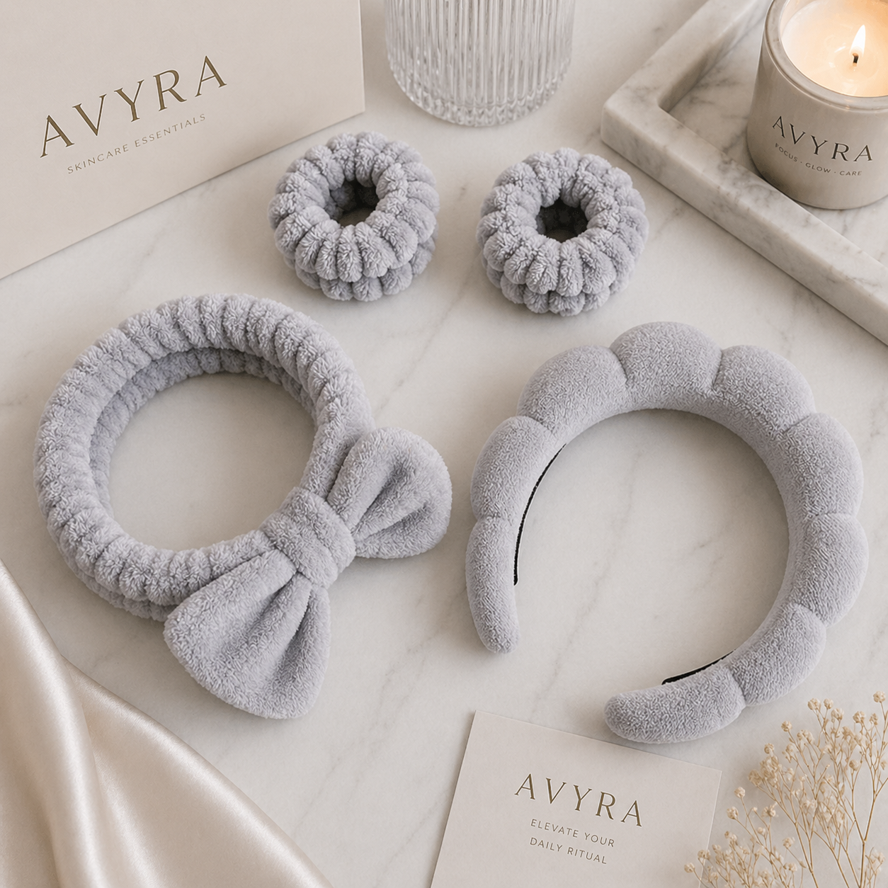 Avyra Self-Care Headband & Wristband Set (4 piece)