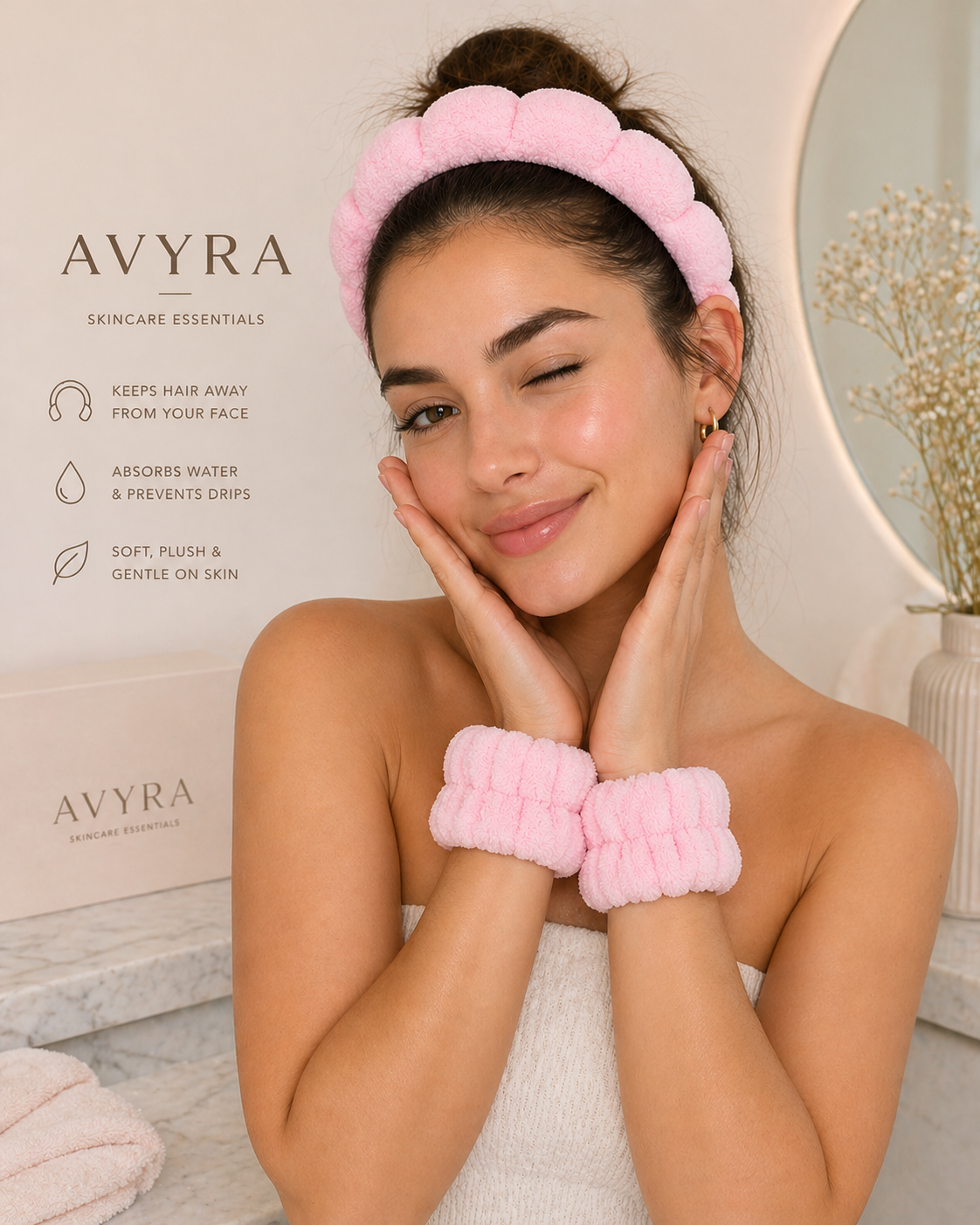Avyra Self-Care Headband & Wristband Set (4 piece)