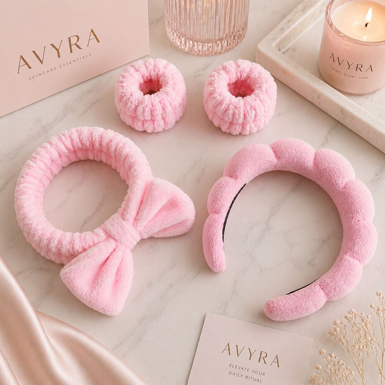 Avyra Self-Care Headband & Wristband Set (4 piece)