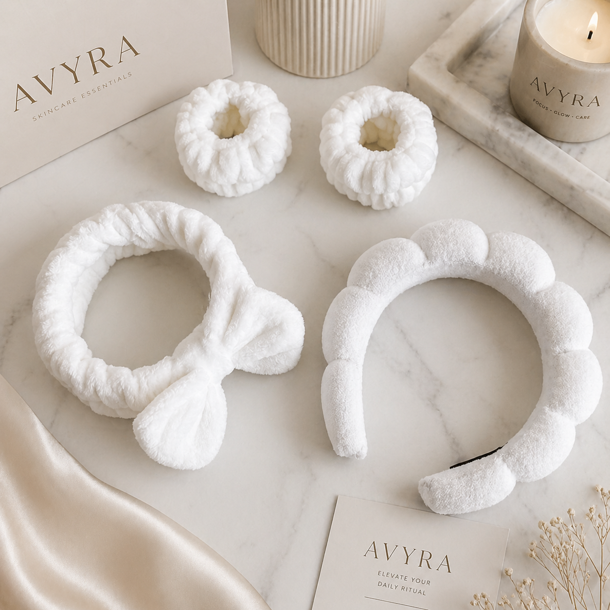 Avyra Self-Care Headband & Wristband Set (4 piece)